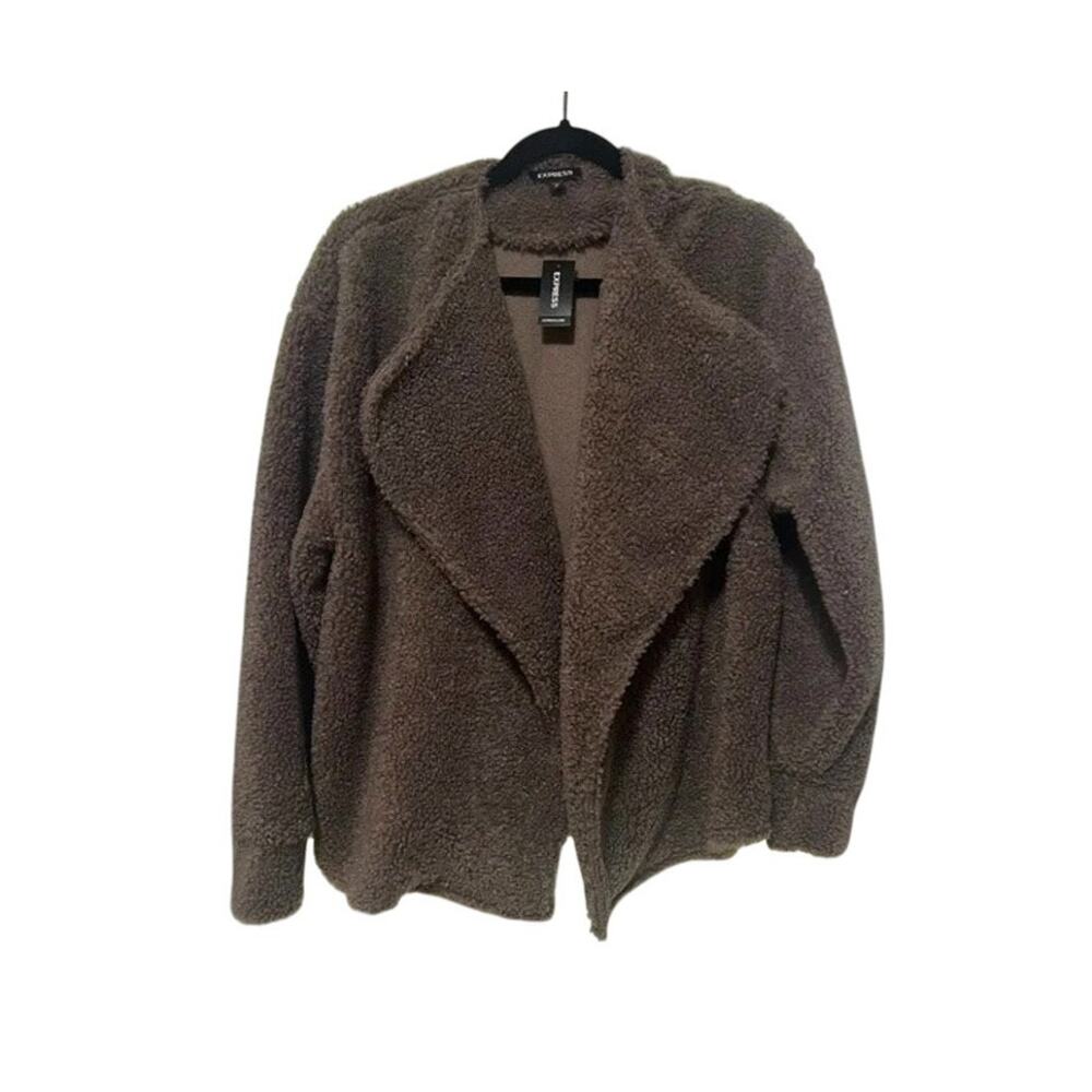 Express Sherpa Brown Sherpa Cardigan Blazer Style Jacket Size Women's XS NWT